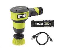 RYOBI Kit de depurador Compacto de Litio USB con batería de 2.0 Ah, Cable de Carga USB y Cepillo de cerdas Medianas de 2 Pulgadas, Color Verde