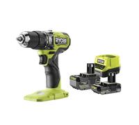 RYOBI ONE+ 18V Taladro percutor sin escobillas - 54 Nm, mandril 13 mm, 2 velocidades (0-450/0-1.700 rpm), 24 posiciones de par - Incluye baterías 2,0 Ah + 4,0 Ah y cargador