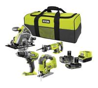 Ryobi Paquete de 4 herramientas inalámbricas One+ RCK184C-242S con taladro, 3 sierras, 2 baterías y cargador