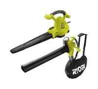 RYOBI RBV2800CSV Soplador Aspirador Triturador Eléctrico 2800W 3 en 1, 375 km/h, Bolsa 45L, Arnés y Boquilla Plana - Cargador no Incluido
