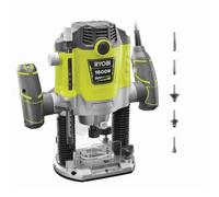 Ryobi RRT1600-K Router 1600W con 5 Cortadores, Pinzas 8/6mm, Arranque Suave, Incluye Estuche