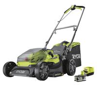 Ryobi RY18LMX37A-150, cortacésped eléctrico, para superficies de hasta 700 m², anchura de corte de 37 cm, altura de corte ajustable de 2,5 cm a 7 cm, con 4 ruedas