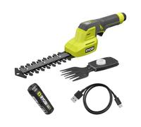 RYOBI RY4CGSA-120 - Tijeras para césped y arbustos (4 V, batería de 2,0 Ah y Cable de Carga USB-C)