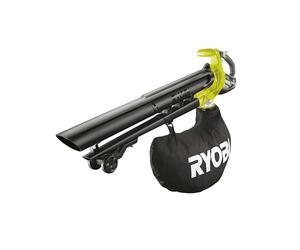 RYOBI - Soplador/Aspirador/Triturador Eléctrico Sin Cable a Batería 18V One+ Brushless - Limpieza Hojas, Pasillos Exteriores, Terrazas, Céspedes y Pequeños Jardines - 1 Bolsa Impermeable 35L - OBV18