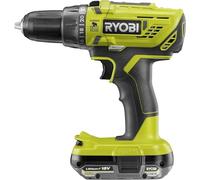 RYOBI - Taladro atornillador de percusión 18 V, 2 velocidades, 50 Nm, 500-1800 rpm, 24 posiciones, portabrocas de 13 mm, incluye 1 batería 2Ah y cargador - R18PD32-1C20G