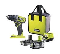 RYOBI Taladro Atornillador Inalámbrico 18V ONE+ con 2 Baterías 2.0Ah y 4.0Ah, Cargador y Bolsa - Potente y Versátil