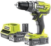 Taladro atornillador inalámbrico RYOBI 18V ONE+™ de 50 Nm, portabrocas de 13 mm, con 2 baterías y cargador rápido.
