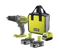 RYOBI Taladro Percutor Atornillador Inalámbrico 18V ONE+ con 2 Baterías 1.5Ah, Cargador y Bolsa - 2 Velocidades
