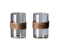 RYUQW3RE vasos de vidrio Juego de 2 vasos for beber de 11,8 onzas con anillo de nogal(Clear)
