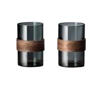 RYUQW3RE vasos de vidrio Juego de 2 vasos for beber de 11,8 onzas con anillo de nogal(Gray)