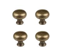 RZDEAL 4 tiradores de latón de estilo antiguo de 1.0 x 0.9 pulgadas, tiradores simples y elegantes para muebles, armarios, cajones, cajones, manijas de puerta (latón antiguo)