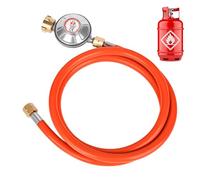 Rzspher Regulador de presión de gas 50 mbar, manguera de gas de 150 cm, rosca externa de 1/4" -19 LH, regulador de baja presión de gas para parrillas a gas para camping, pícnic, barbacoas