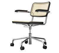 S 64 VDR Silla de Oficina Giratoria con Reposabrazos Cromo/Haya Teñida Negro