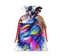 S - Bolsas de Navidad con estampado de cabeza de león, bolsas de regalo con cordón para Navidad, cumpleaños, boda, recuerdos de fiesta