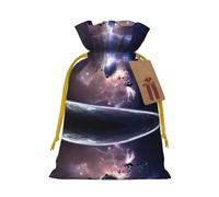 S - Bolsas de Navidad con estampado de tierra y luna, bolsas de regalo con cordón para Navidad, cumpleaños, boda, recuerdos de fiesta
