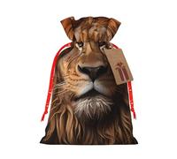 S Linen - Bolsas de regalo de Navidad, con estampado de mirada del león, bolsas de regalo con cordón, para Navidad, Acción de Gracias, decoración de regalo