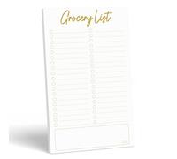 S&O - Bloc magnético para lista de comestibles, bloc de notas magnético dorado para nevera, imán fuerte, hojas extraíbles, ideal para listas de comestibles y compras, 4.5 x 7.5 pulgadas, 50 páginas, 1