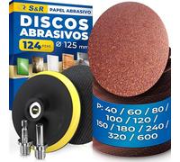 S&R 120 Papel de lija 125mm. Disco Abrasivo 125 Granos 40, 60, 80, 100,