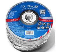 S&R 25 Discos de Corte 125mm para Metal y Acero Inox (125 x 2,5 x 22,23 mm A30 S-BF, T42). Disco para amoladora 125