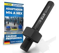 S&R Adaptador Taladro M14 a Hexagonal para Brocas y Sierras de Corona Diamantadas. Adaptador de Hexagonal a Rosca M14 (8,5mm). Herramienta para Taladro