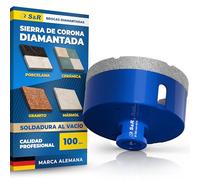 S&R Broca de Diamante para Porcelánico 100mm - Sierra de Corona Perforadora para Amladora m14 para Porcelanico Gres, Granito, Mármol