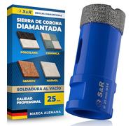 S&R Broca de diamante profesional para azulejos de 25 mm, sierra | perforadora para azulejos M14 - broca de diamante para azulejos - corona de perforación soldada al vacío