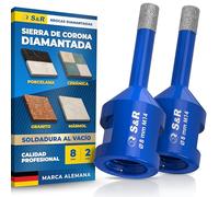 S&R Broca Diamante 8 mm Corona Perforadora Baldosas Cerámicas Mármol