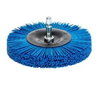S&R Cepillo Circular de NYLON FINO 100 mm para madera y metal - Cepillo Profesional para Taladro o Amoladora Vástago hexagonal 1/4" (6.35 mm)