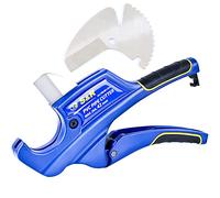 S&R Cortatubos con 2 cuchillas, Cizallas de trinquete para tubos de plástico y PVC, CPVC, PE-X, PE, PP-R, hasta 42 mm (1 5/8 pulgadas)