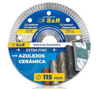 S&R Disco Corte Porcelanico 115 Disco Diamante 115mm Azuleos Cerámica | Baldosas - Granito - Mármol - Radial diamantado - Amoladora 125 - Bosch Ruby Makita Dewalt