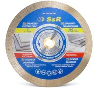 S&R Disco de corte de Diamante 180 x 25,4 x 7 mm (1,6 mm extra fino) para Azuleos Cerámica Baldosas Granito y mármol. Disco profesional ultrafino para amoladoras de tabla