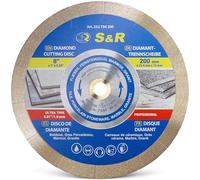 S&R Disco diamantado 200 x 25,4 x 7 mm (1,6 mm extra fino) para Azuleos Cerámica Baldosas Granito y mármol. Disco profesional ultrafino para amoladoras de tabla