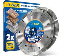 S&R Disco Diamante 125 Hormigón - Juego 2 Discos Tronzador Diamante Amoladora 125 mm Hormigón, Piedra, Ladrillos. Disco de diamante de Segmento 10mm