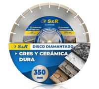 Disco de corte diamantado S&R, 350 x 25.4 x 3.0 x 10 mm, de calidad industrial, para piedra natural, piedra artificial, mármol, granito, arenisca, ladrillos duros. Disco de corte diamantado para sierr
