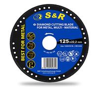 Disco de corte S&R, disco de corte diamantado de 125 mm, extra delgado (1 mm), para amoladoras angulares, ideal para cortar metal, acero, hormigón, hormigón armado, plástico y madera