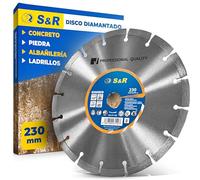 S&R Disco Tronzador Diamante Amoladora 230 mm Hormigón, Piedra natural, piedra, Ladrillo. Turbo Disco Diamantado Universal