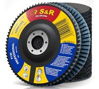S&R, juego de discos de lija segmentados, 10 unidades, 125 x 22,23 mm, calidad profesional, discos segmentados, modelo T29, juego de lijas de láminas para acero, acero inoxidable, grano P120