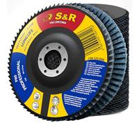 S&R, juego de discos de lija segmentados, 10 unidades, 125 x 22,23 mm, calidad profesional, discos segmentados, modelo T29, juego de lijas de láminas para acero, acero inoxidable, grano P60