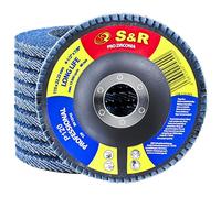 S&R Discos de Láminas Abrasivos Amoladora 115mm Grano 120 Discos de Lija | Metal - Acero Inox - Madera