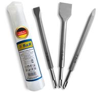 S&R Juego Cinceles SDS-Plus 250mm - Tres Cinceles largo puntiagudo plano - Calidad Profesional - Made in Germany