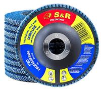 S&R, juego de discos de lija segmentados, 10 unidades, 115 x 22,23 mm, calidad profesional, discos segmentados, modelo T29, juego de lijas de láminas para acero, acero inoxidable, grano P80