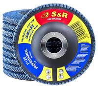 S&R, juego de discos de lija segmentados, 10 unidades, 115 x 22,23 mm, calidad profesional, modelo T29, discos segmentados, para lijadoras de lamas, juego para acero, acero inoxidable, grano P40-P120