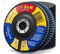 S&R, juego de discos de lija segmentados, 10 unidades, 125 x 22,23 mm, calidad profesional, discos segmentados, modelo T29, juego de lijas de láminas para acero, acero inoxidable, grano P120
