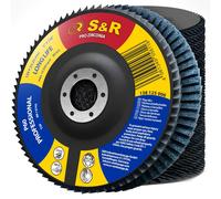 S&R, juego de discos de lija segmentados, 10 unidades, 125 x 22,23 mm, calidad profesional, discos segmentados, modelo T29, juego de lijas de láminas para acero, acero inoxidable, grano P60