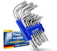 S&R Llaves Torx Juego de 15 llaves allen Torx cortas hexagonales | LLaves hexagonales profesionales TX6-TX60. Llaves Torx sin Agujeros