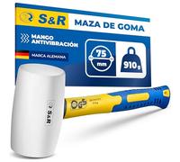 S&R Martillo Goma | Martillo de Goma | Mazo de Goma | Maza albanil Blanco 910g / 75mm | Mazo azulejos, camping, encofrador