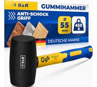 S&R Martillo Goma | Martillo de Goma | Mazo de Goma | Maza albanil Negro 450g / 55mm | Mazo azulejos, camping, encofrador