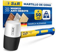 S&R Martillo Goma | Martillo de Goma | Mazo de Goma | Maza albanil Negro y Blanco 340g / 50mm | Mazo azulejos, camping, encofrador