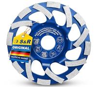 S&R Muela Diamante 125mm. Disco Desbaste Hormigon. Disco de Lija 125mm para Hormigón Ladrillo Albañilería Granito Piedra Yeso Enlucido Calidad Industrial