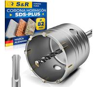 S&R Sierra Corona Perforadora 82mm Hormigón | Broocas diamante 68mm - sds plus- perforadora seco Ø 82mm + Brocas y Adaptador